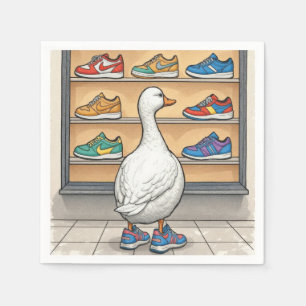 Guardanapo De Papel Pato Branco Faz Compras de Tênis na Vitrine