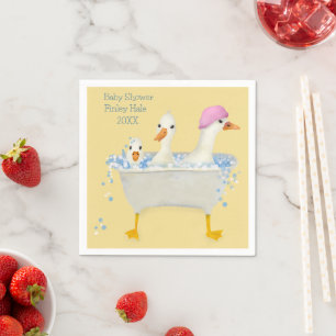 Guardanapo De Papel Pato de Aquarela Caprichoso no Banho de Bebê