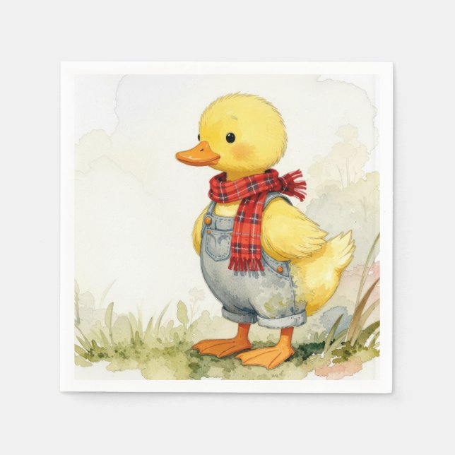 Guardanapo De Papel Pato em Aquarela com Macacão (Frente)
