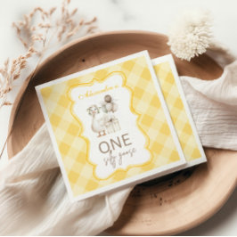 Guardanapo De Papel Pato Tolo de 1º Aniversário Xadrez Amarelo