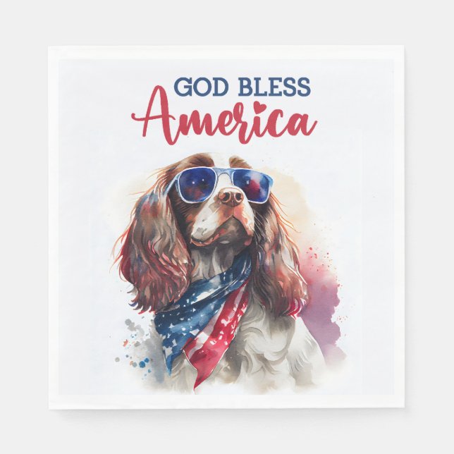 Guardanapo De Papel Patriotic Dog-Spaniel (Frente)