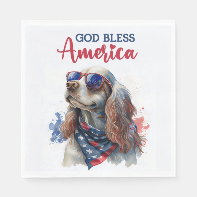 Guardanapo De Papel Patriotic Dog-Spaniel (Frente)