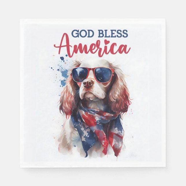 Guardanapo De Papel Patriotic Dog-Spaniel (Frente)
