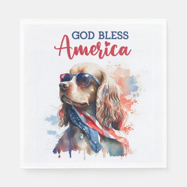 Guardanapo De Papel Patriotic Dog-Spaniel (Frente)
