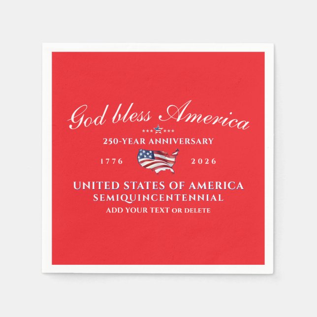 Guardanapo De Papel Patriotic God Bless America 250 Semiquincentennial (Frente)