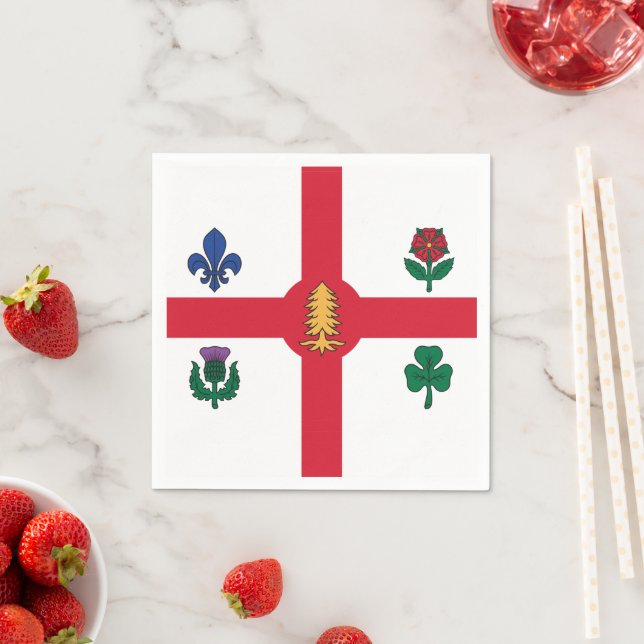 Guardanapo De Papel Patriotic paper napkins with flag of Montreal (Insitu)