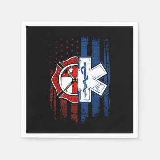 Guardanapo De Papel Patriotic Paramedic Firefighter EMT USA Flag EMS