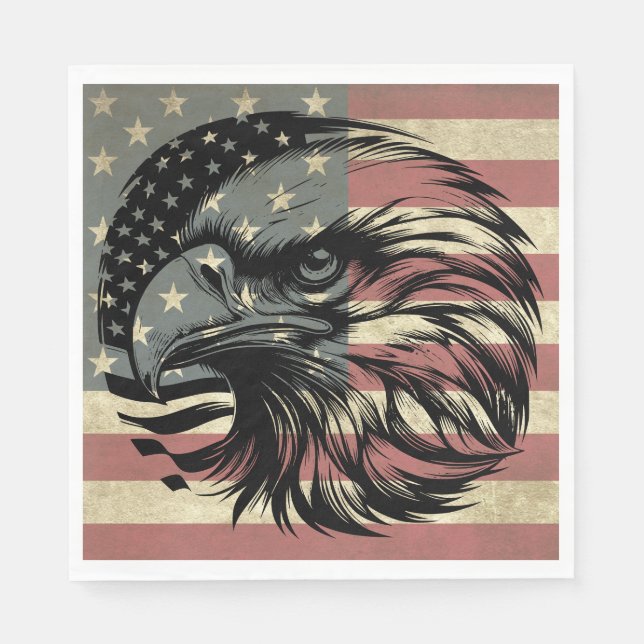 Guardanapo De Papel Patriótico Bald Eagle - Bandeira Americana (Frente)