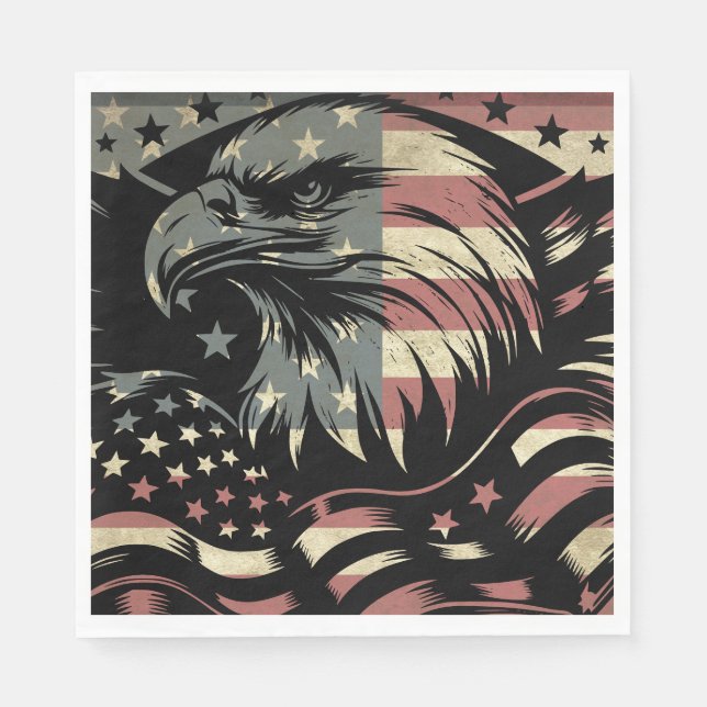 Guardanapo De Papel Patriótico Bald Eagle - Bandeira Americana (Frente)