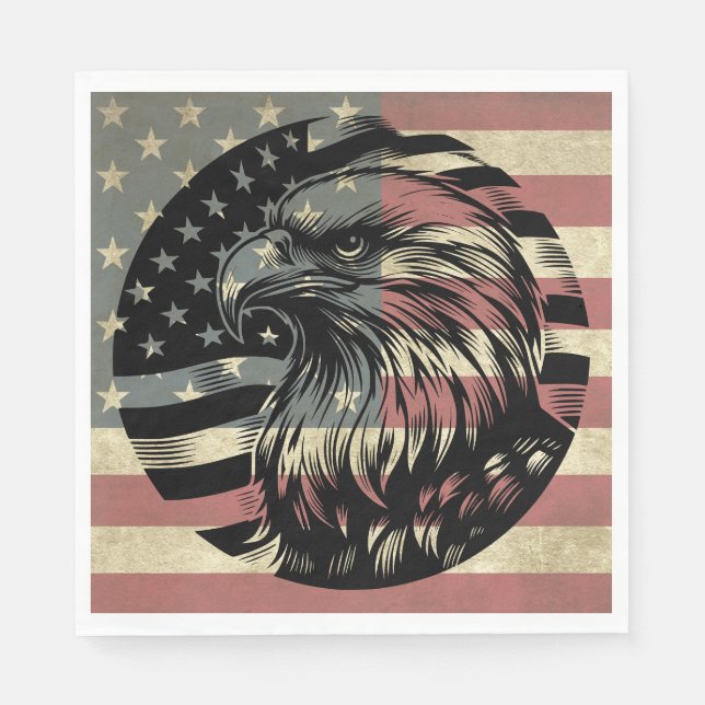 Guardanapo De Papel Patriótico Bald Eagle - Bandeira Americana (Frente)