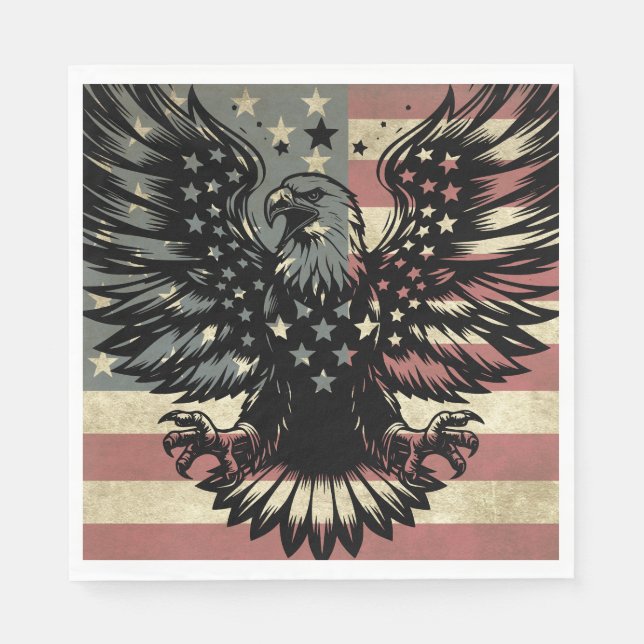 Guardanapo De Papel Patriótico Bald Eagle - Bandeira Americana (Frente)