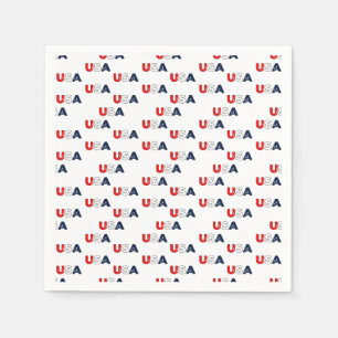 Guardanapo De Papel Patriótico Vermelho Branco e Estrelas Azuis/EUA