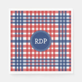 Guardanapo De Papel Patriótico Vermelho Branco e Xadrez Azul Personali