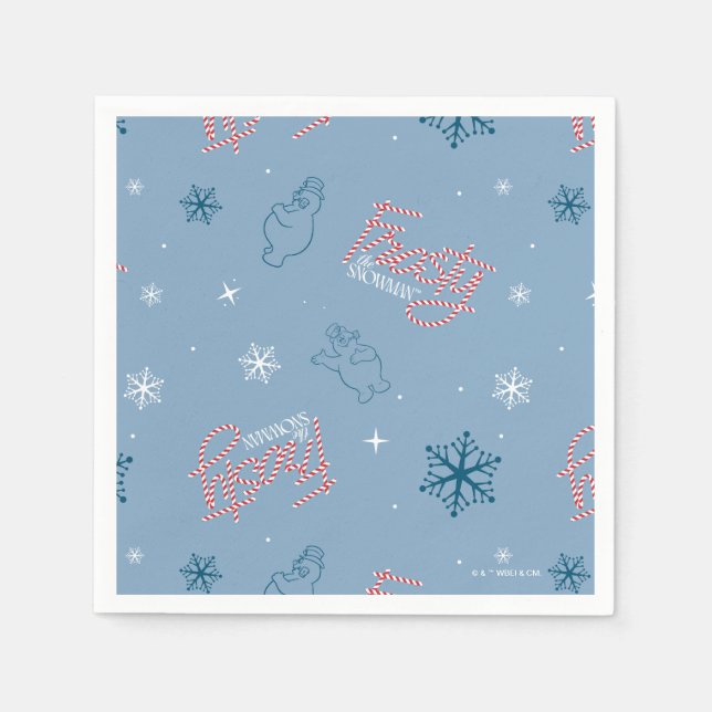 Guardanapo De Papel Patterno de Neve Azul Snowman (Frente)