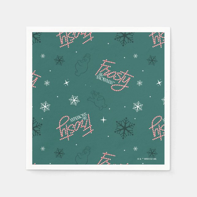 Guardanapo De Papel Patterno de Neve Verde Snowman Frosty (Frente)