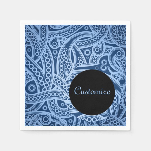 Guardanapo De Papel Patterno de Paisley Azul Personalizado - Napkins (Frente)