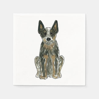 Guardanapo De Papel Pau Azul ACD Pecuária Cão Cachorro Aquarela Art Na