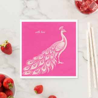 Guardanapo De Papel Pavão Botânico para Casamento | Rosa
