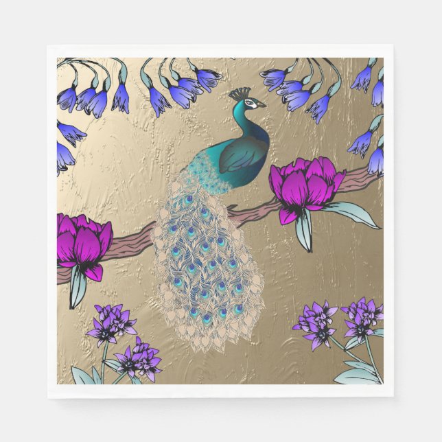 Guardanapo De Papel Pavão Dourado (Frente)