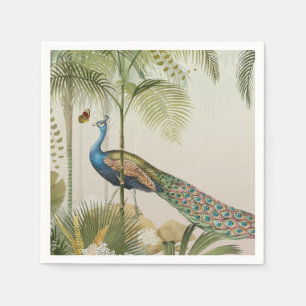 Guardanapo De Papel Pavão tropical com borboletas