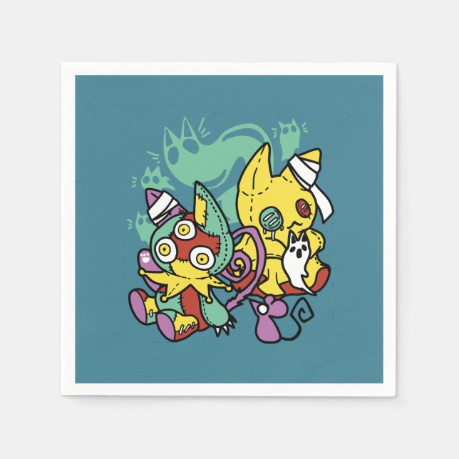 Guardanapo De Papel Paw-sitively Frightful | Monstrous Cats Halloween  (Frente)