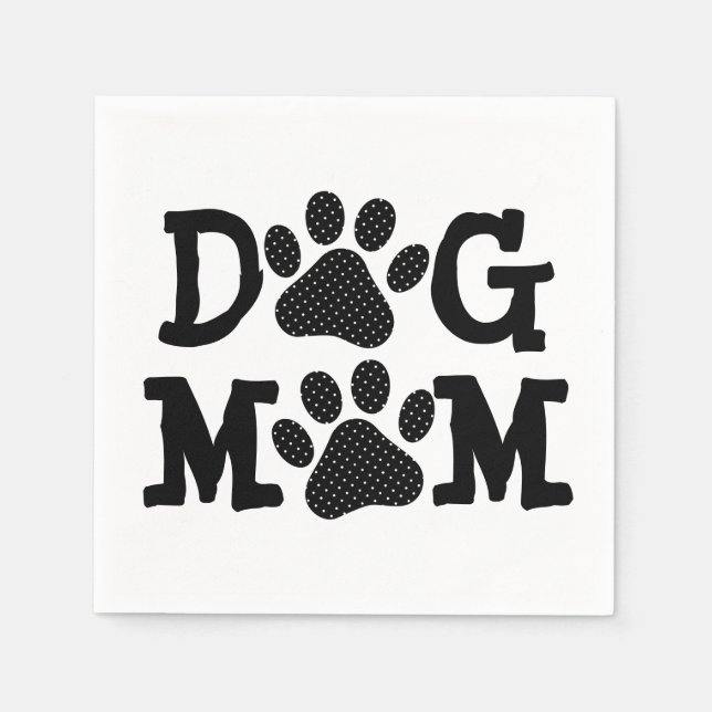 Guardanapo De Papel Pawprint MOM DOG com Bolinhas (Frente)