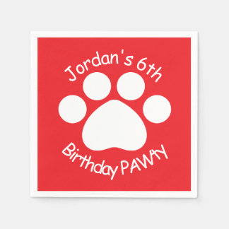Guardanapo De Papel PAWty de aniversário personalizável - Vermelho