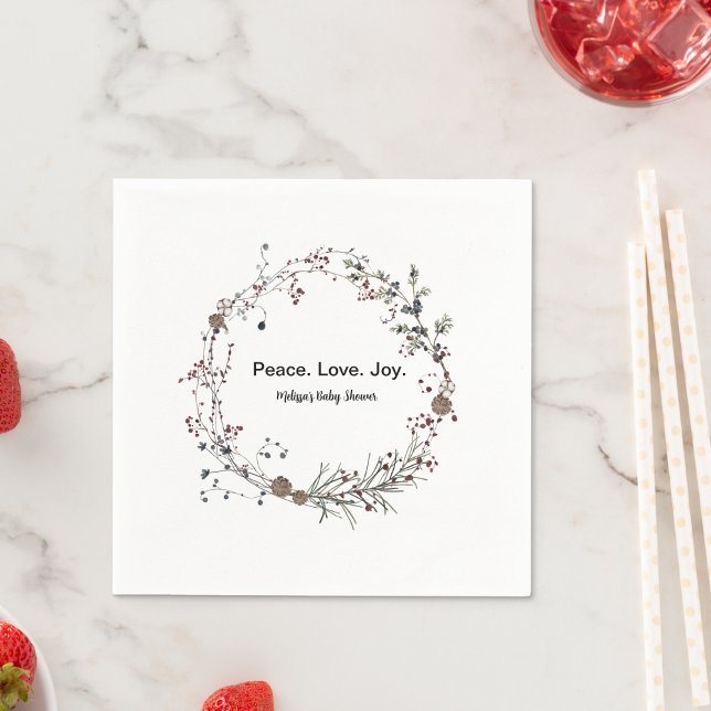 Guardanapo De Papel Paz amor joia winterberry rustic boho wilflower (Criador carregado)