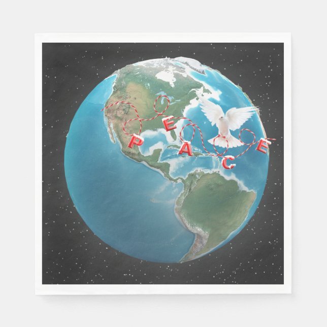 Guardanapo De Papel Paz de Natal com Dove Branca (Frente)