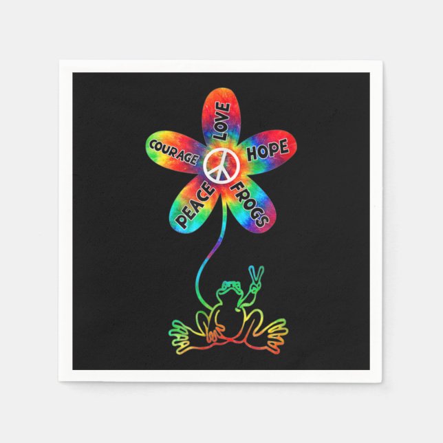 Guardanapo De Papel Peace Courage Love Hope Sapos Hippie (Frente)