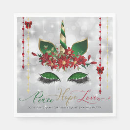 Guardanapo De Papel Peace Hope and Love Holiday Unicorn