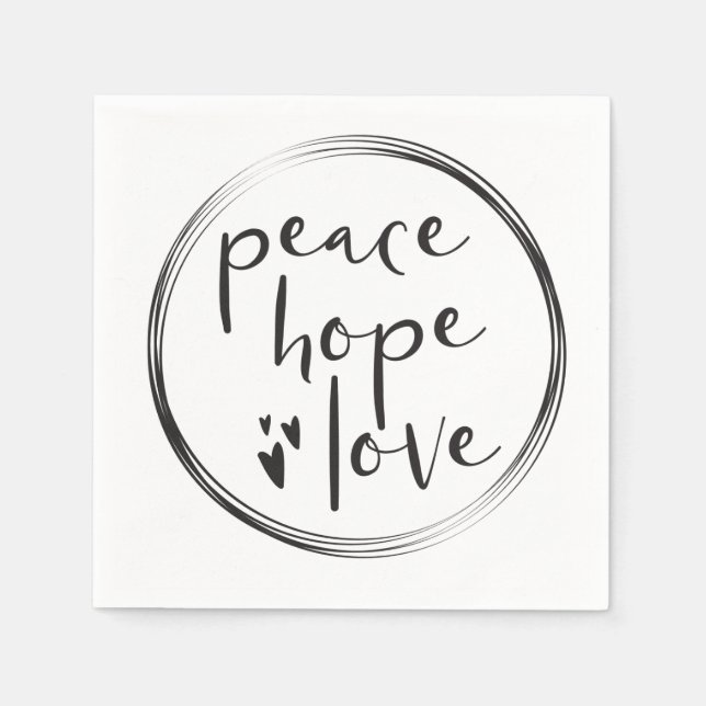 Guardanapo De Papel Peace Hope Love Simple Christmas Modern (Frente)