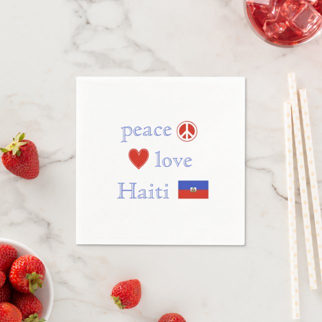 Guardanapo De Papel Peace Love Haiti Paper Party Napkins (Insitu)