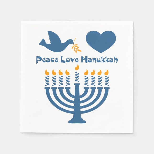 Guardanapo De Papel Peace Love Hanukkah (Frente)