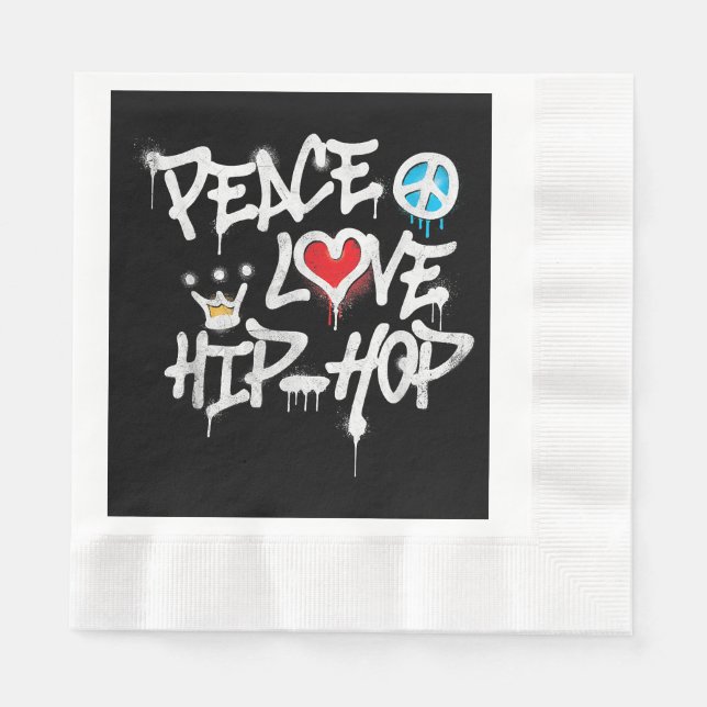 Guardanapo De Papel Peace Love Hip Hop Dancing (Frente)