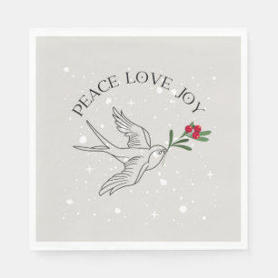 Guardanapo De Papel PEACE LOVE JOY Natal Férias Red Berries