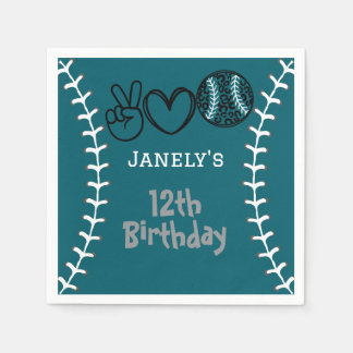 Guardanapo De Papel Peace Love Softball Birthday