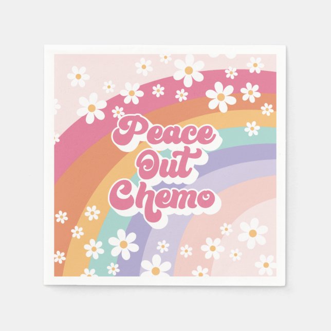 Guardanapo De Papel Peace Out Chemo Retro Rainbow Daisy (Frente)