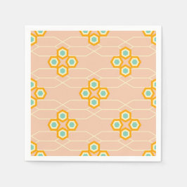 Guardanapo De Papel Peach background hexagonal floral pattern 