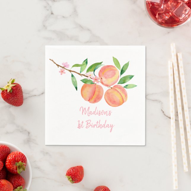 Guardanapo De Papel Peach Blossom One Sweet Peach Birthday (Insitu)