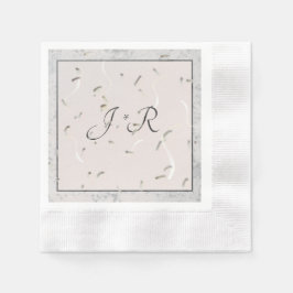 Guardanapo De Papel Peach & Cinza Marble Monogramas Napkins