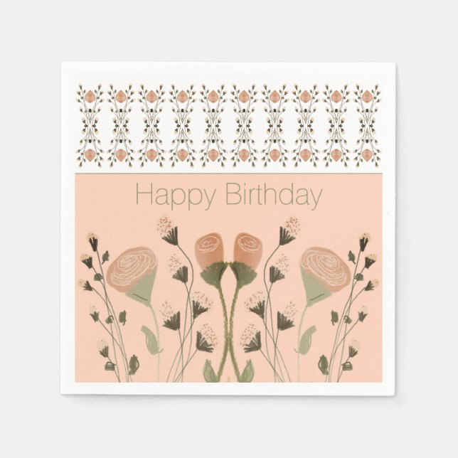 Guardanapo De Papel Peach Floral Artsy (Frente)