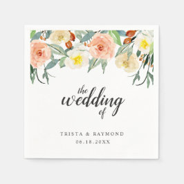 Guardanapo De Papel Peach Floral Elegant Wedding