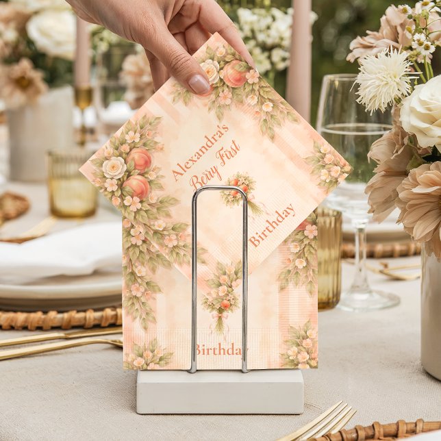 Guardanapo De Papel Peach Garden 1st Birthday (Criador carregado)