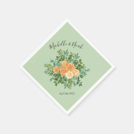 Guardanapo De Papel Peach Green Wedding Primavera Pastel Floral