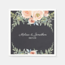 Guardanapo De Papel Peach Marinho Verde Pastel Floral Wedkins