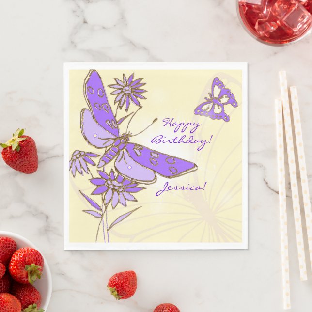 Guardanapo De Papel Peach Purple Butterfly Throw Pillow (Insitu)