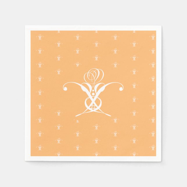 Guardanapo De Papel Peach Retro White Flourish Rosa (Frente)