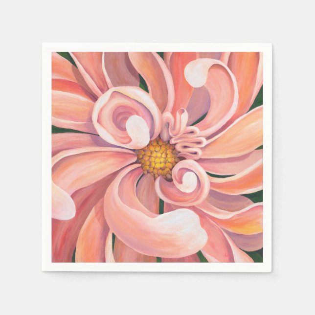 Guardanapo De Papel Peachy Pink Dahlia - Partido do Papel Napkins (Frente)
