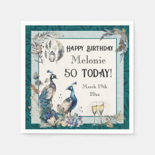 Guardanapo De Papel Peacock Birthday Napkin
